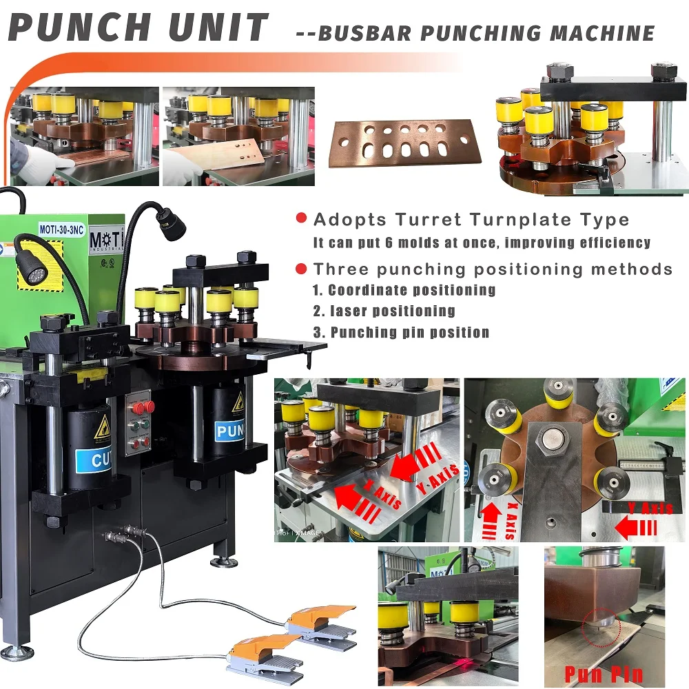 MOTI-30-3NC turret punching unit and positioning examples.