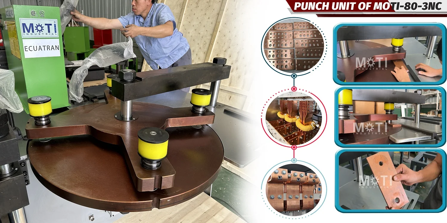 MOTI-80-3NC turret and copper busbar punching sequence.