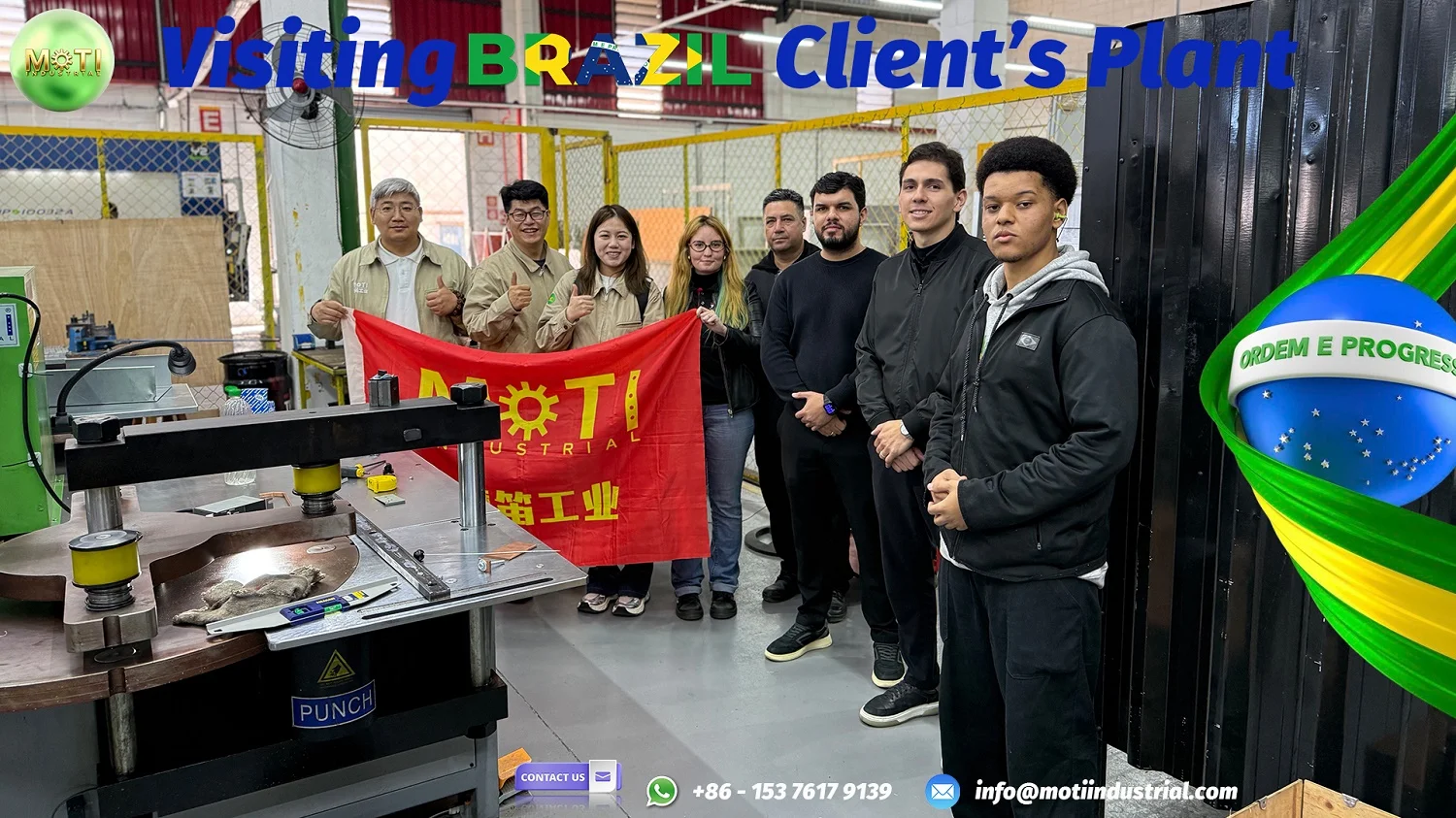 MOTI visit beside the busbar machine at TRISKEL, Brazil.