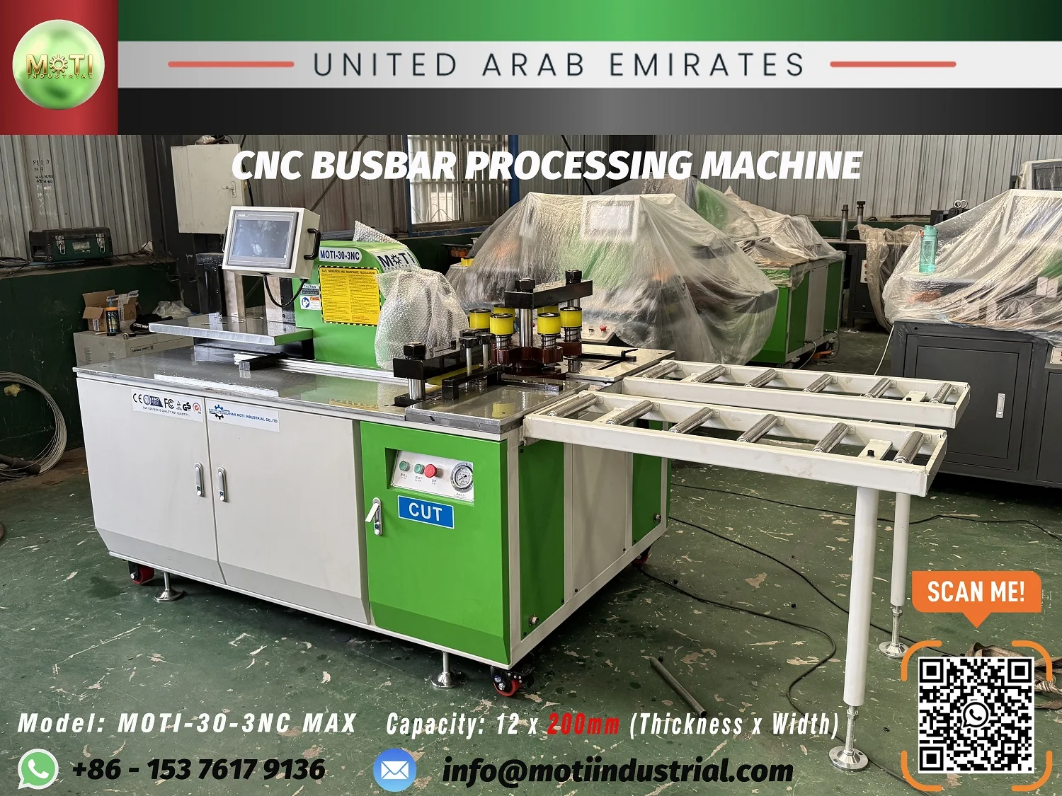 MOTI-30-3NC MAX with roller supports, prepared for the UAE shipment.